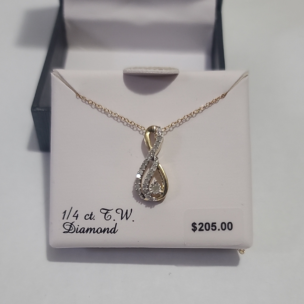 Kohl's Gold Toned Sterling Silver 1/4 ct TW Diamond Teardrop Shape Necklace